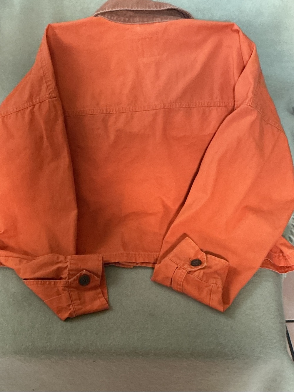 wild fable Orange Cropped Shirt Jacket with Brown Corduroy Collar - Picture 3 of 3